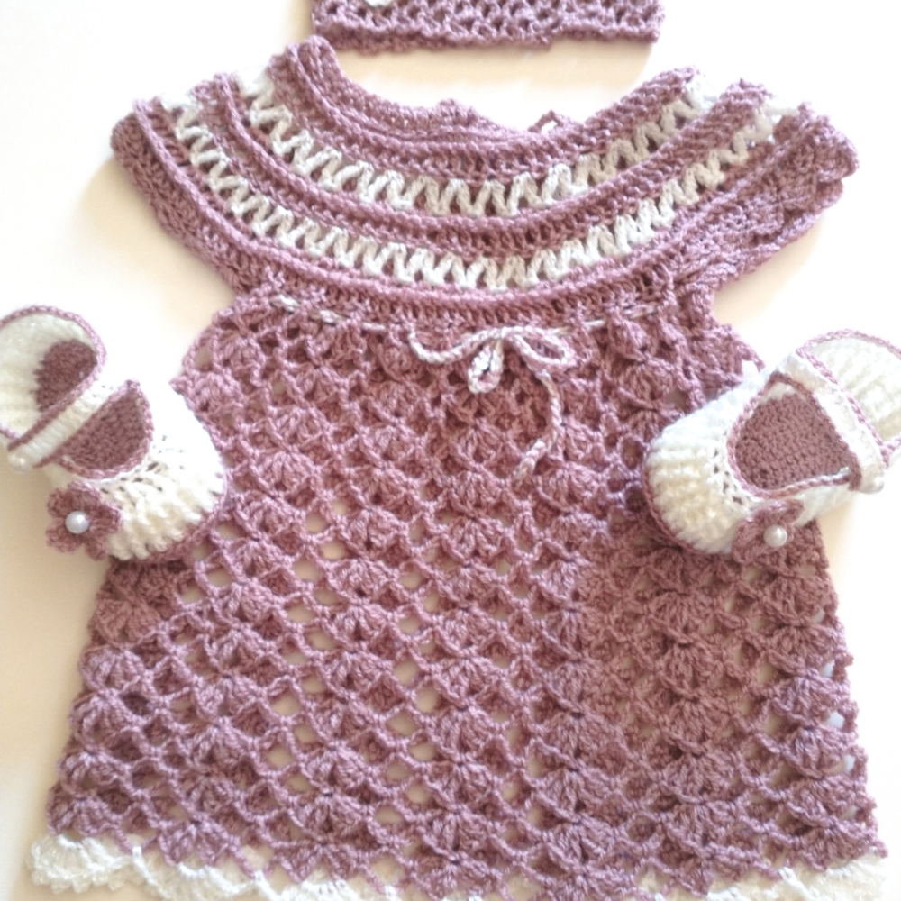 🎀Baby Girl Set Outfit, Dress, Headband Crafted, Gift - Picture 2 of 2